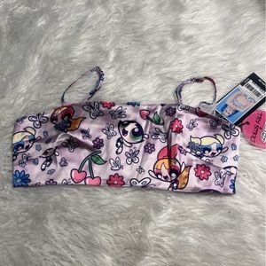 Dolls kill x powderpuff girls pink satin crop top